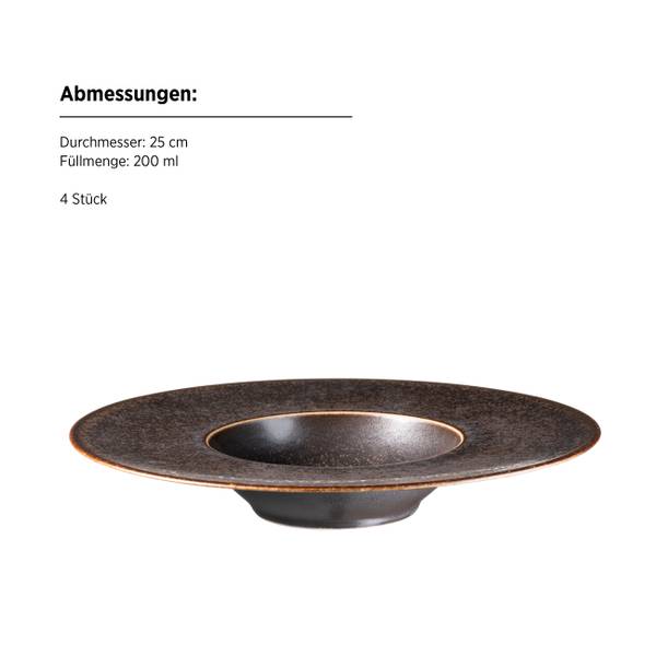 Gourmetteller Powerful 4-teilig Porzellan - Braun