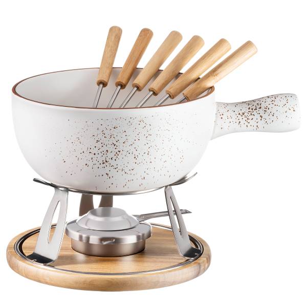 Käsefondue Pintar 10-teilig Porzellan - Weiß - für 6 Personen