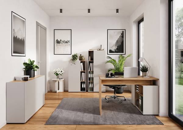 Armadio archivio Adrano 145 cm Cachemire / Effetto quercia