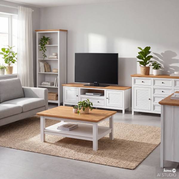 Meuble TV massif FINCA VENTA 180 cm Epicéa blanc
