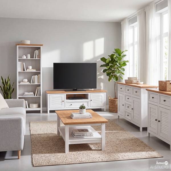 Meuble TV massif FINCA VENTA 180 cm Epicéa blanc