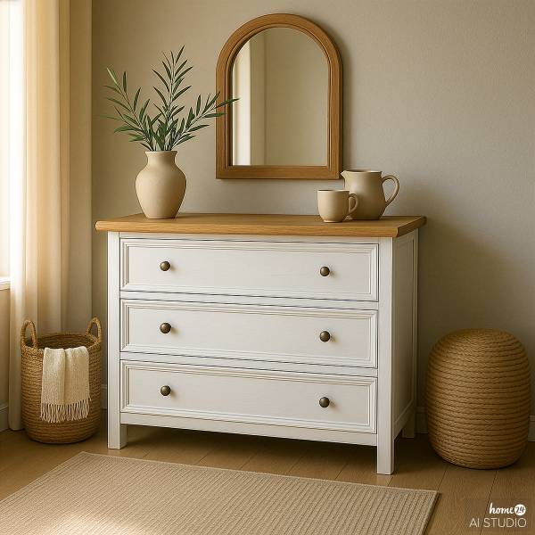 Massive Kommode FINCA VENTA Schubladen Kiefer Weiß