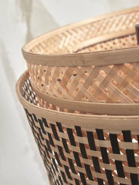 Tischleuchte Bhutan Beige - Bambus - 22 x 40 x 22 cm