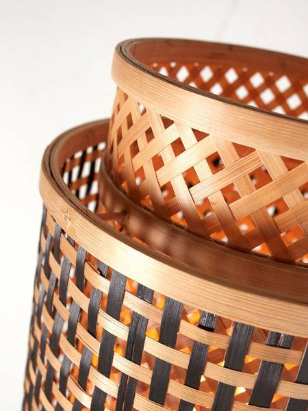 Tischleuchte Bhutan Beige - Bambus - 22 x 40 x 22 cm