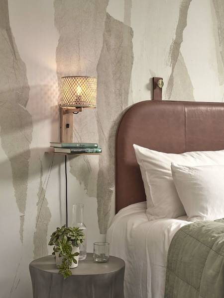Wandleuchte Java Beige - Bambus - 30 x 25 x 22 cm