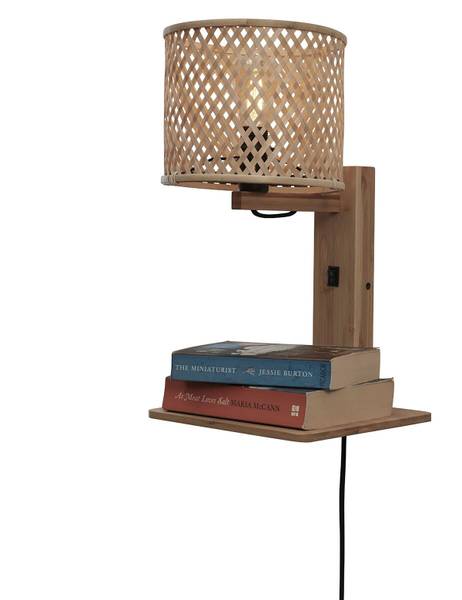 Wandleuchte Java Beige - Bambus - 30 x 25 x 22 cm