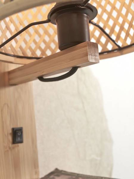 Wandleuchte Java Beige - Bambus - 30 x 25 x 22 cm