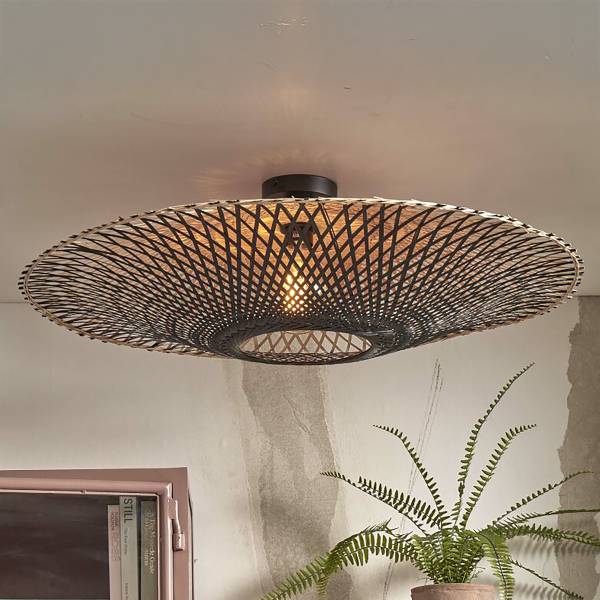 Deckenleuchte Kalimantan Bambus massiv / Eisen - 1-flammig - Durchmesser: 87 cm