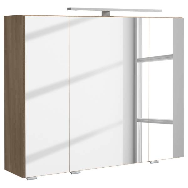 Badkamerset EVERNDEN 2-delig wastafel keramiek - lichte eikenhouten look