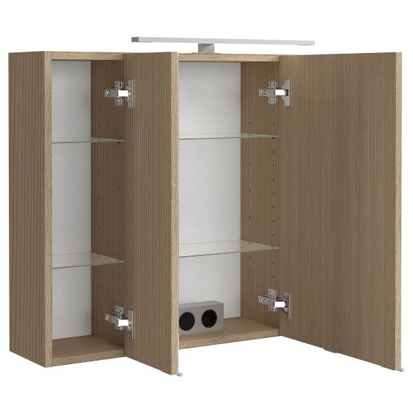 Badkamerset EVERNDEN 2-delig wastafel keramiek - lichte eikenhouten look