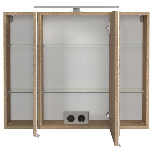 Badkamerset EVERNDEN 2-delig wastafel keramiek - lichte eikenhouten look