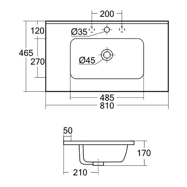 Badkamerset EVERNDEN 2-delig wastafel keramiek - lichte eikenhouten look