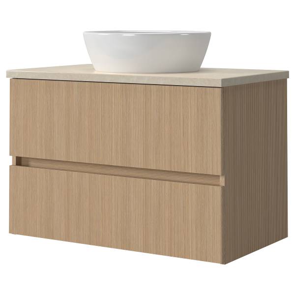 Badset EVERNDEN 3-teilig Kombi C Keramik - Eiche hell Dekor / Sandstein Optik