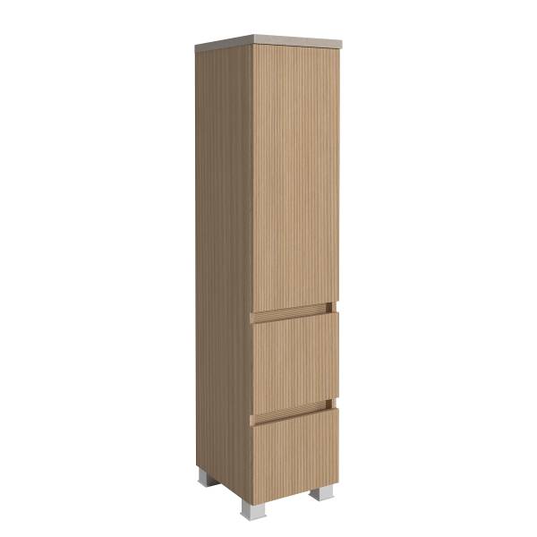 Badkamerset EVERNDEN 3-delig combi F keramiek - lichte eikenhouten look/zandsteen look