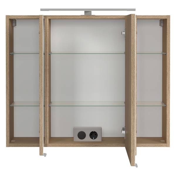 Badkamerset EVERNDEN 3-delig combi F keramiek - lichte eikenhouten look/zandsteen look