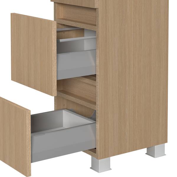 Badkamerset EVERNDEN 3-delig combi F keramiek - lichte eikenhouten look/zandsteen look