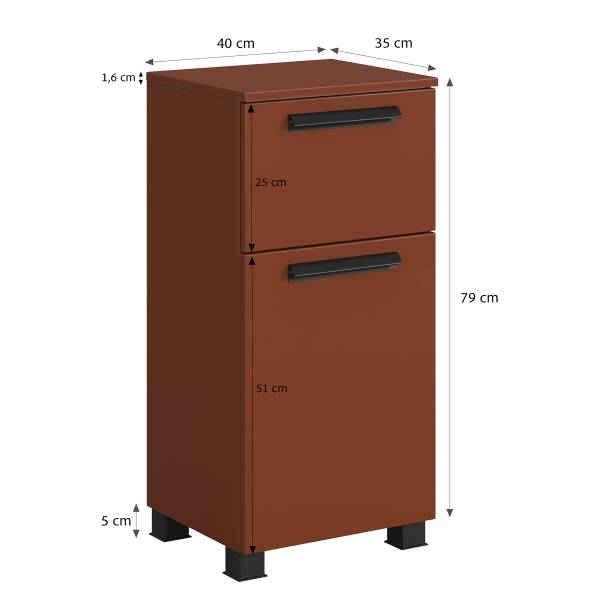 Badkamerset Vitoreira 5-dlg. spiegelkast inclusief verlichting - rood