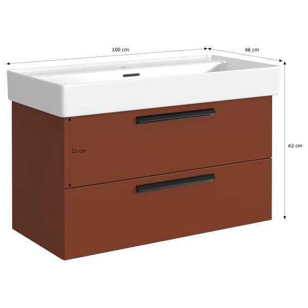 Badkamerset Vitoreira 5-dlg. spiegelkast inclusief verlichting - rood