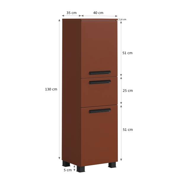 Badkamerset Vitoreira 5-dlg. spiegelkast inclusief verlichting - rood