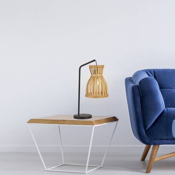 Lampada da tavolo Malaga Nero - Legno - Acciaio - 17 x 45 x 26 cm