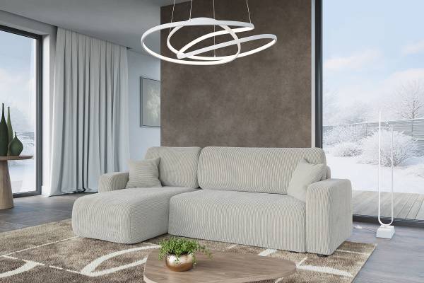 Ecksofa DANO mit Schlaffunktion Typ A Cordstoff Poppy: Cappuccino - Breite: 244 cm
