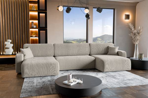 Zithoek DANO met slaapfunctie corduroy Poppy: cappuccino