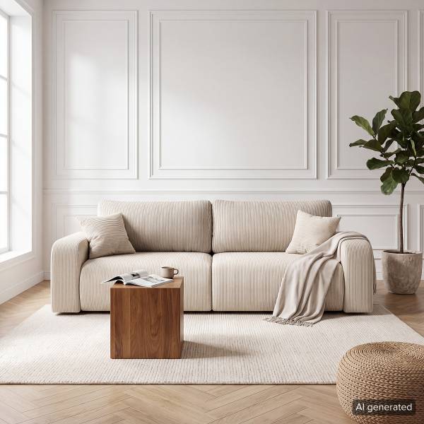 Schlafsofa DANO Cordstoff Poppy: Beige