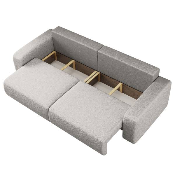 Schlafsofa DANO Teddystoff Quila: Hellgrau