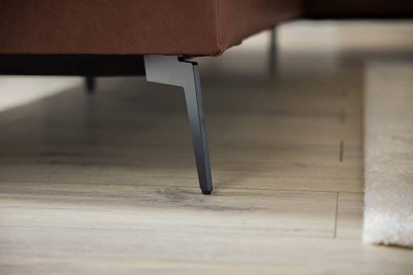 Ecksofa NORLICK Echtleder Arelia: Muskat - Longchair davorstehend rechts