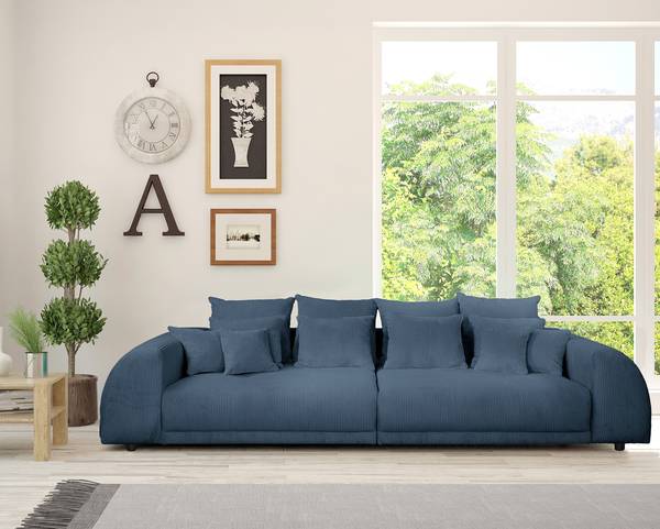 Grand canapé Ombonde Velours côtelé Lola: Bleu foncé