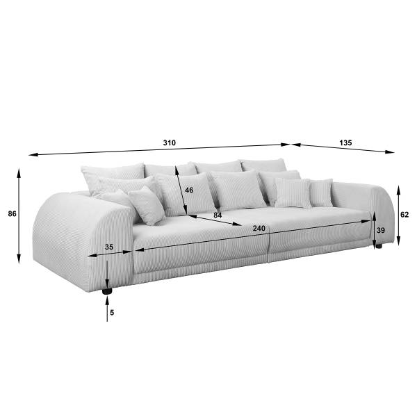 Grand canapé Ombonde Velours côtelé Lola: Bleu foncé