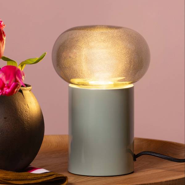 Tischleuchte Knut Eisen / Rauchglas - 1-flammig - Grün