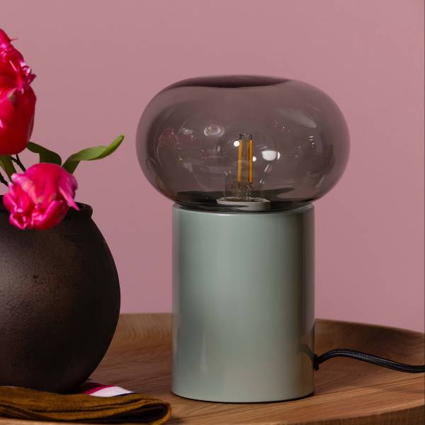 Tischleuchte Knut Eisen / Rauchglas - 1-flammig - Grün