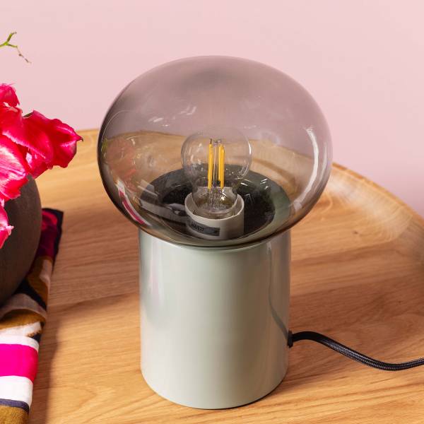 Tischleuchte Knut Eisen / Rauchglas - 1-flammig - Grün