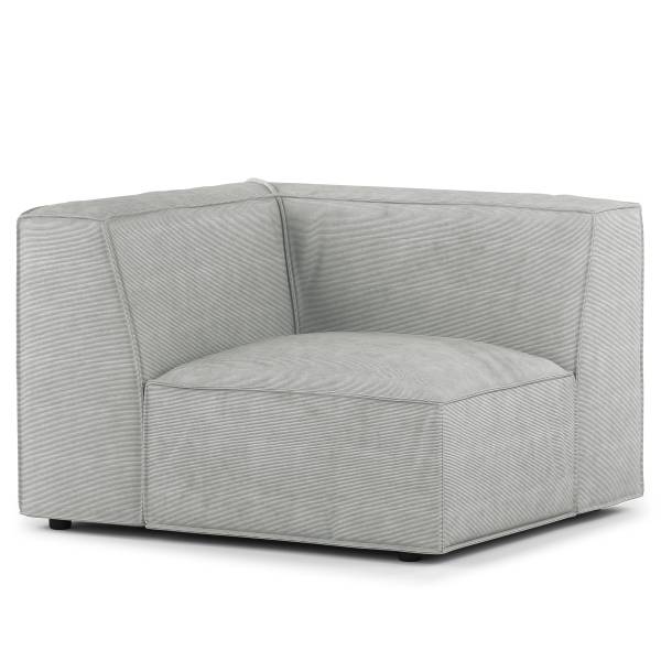 Sofaelement 1-Sitzer ALON mit Lehne Cordstoff Snor: Grau - Armlehne davorstehend links