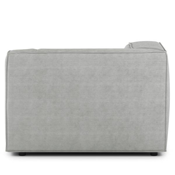Sofaelement 1-Sitzer ALON mit Lehne Cordstoff Snor: Grau - Armlehne davorstehend links