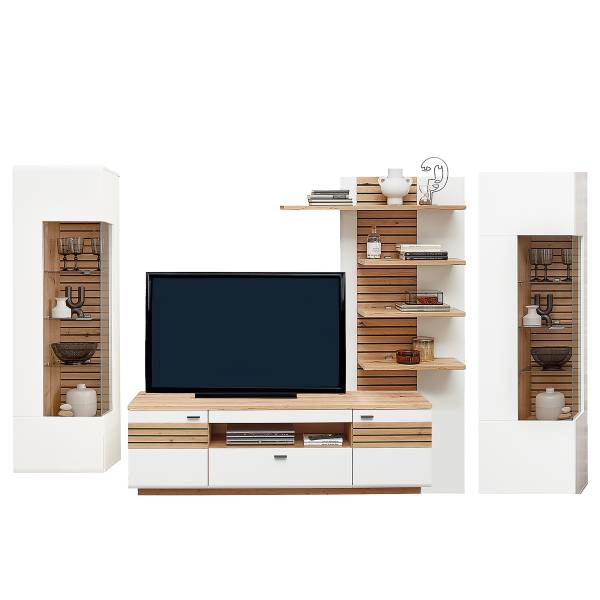 Set 4 mobili con illuminazione Birons Bianco opaco / Effetto rovere