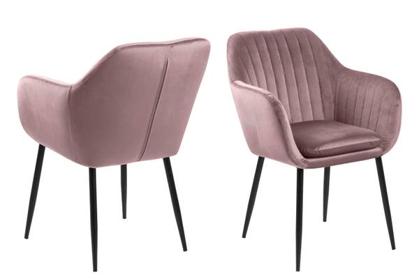 Chaise à accoudoirs TILANDA B Velours Vilda: Rose vieilli