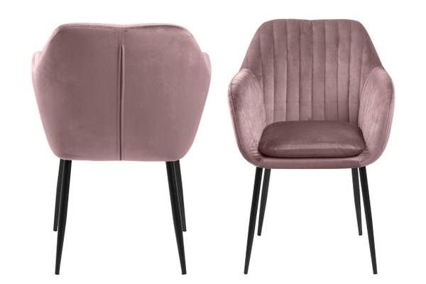 Chaise à accoudoirs TILANDA B Velours Vilda: Rose vieilli