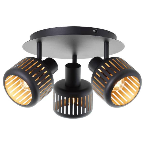 Deckenleuchte Tyas Rund Aluminium - Schwarz / Gold - 3-flammig