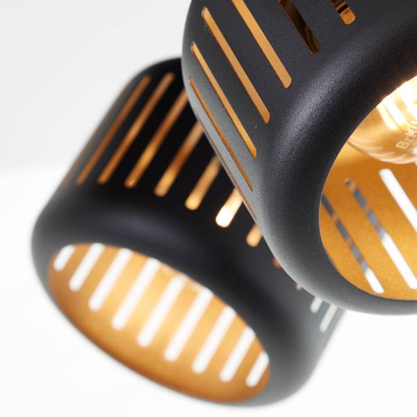 Deckenleuchte Tyas Rund Aluminium - Schwarz / Gold - 3-flammig