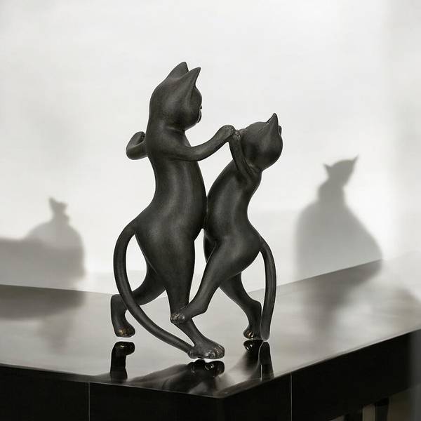 Oggetto decorativo 2 gatti Nero - Resina
