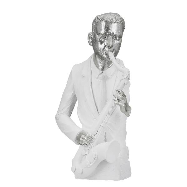 Figurine musicien Saxophone Musician Blanc - Résine synthétique