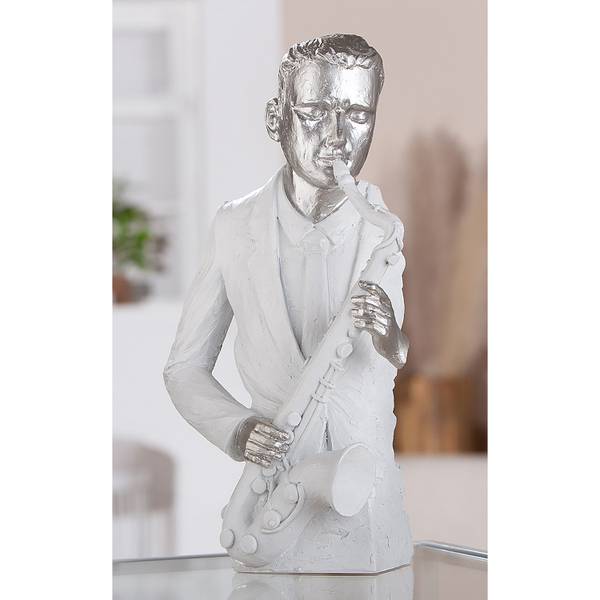 Figurine musicien Saxophone Musician Blanc - Résine synthétique