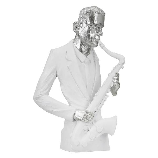 Figurine musicien Saxophone Musician Blanc - Résine synthétique