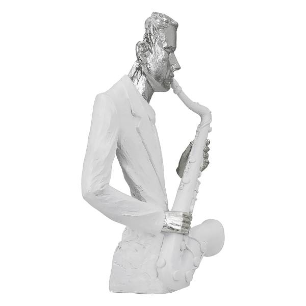 Figurine musicien Saxophone Musician Blanc - Résine synthétique
