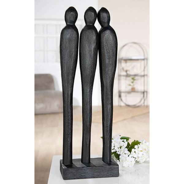Sculptuur 3 People zwart - mangohout