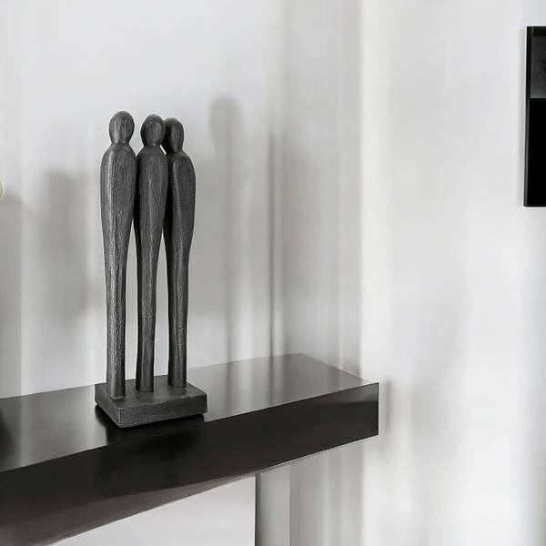 Sculptuur 3 People zwart - mangohout