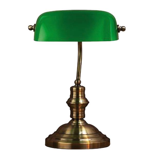 Lampada da tavolo Bankers B Ottone - Ferro - Vetro colorato - 27 x 42 x 27 cm