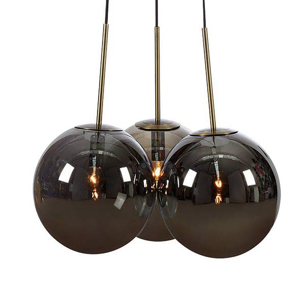 Lampada a sospensione Dione Ottone - Ferro - Vetro affumicato - 54 x 45 x 54 cm